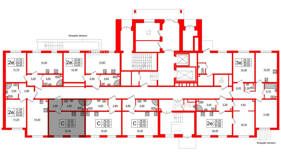 Квартира в ЖК Ржевский парк, студия, 23.7 м², 1 этаж