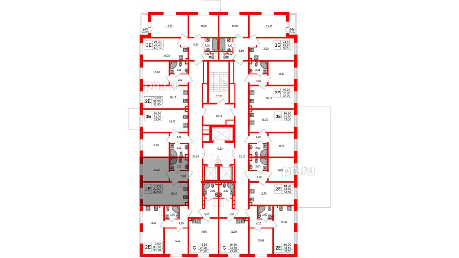 Квартира в ЖК Ржевский парк, 1 комнатная, 32.9 м², 2 этаж