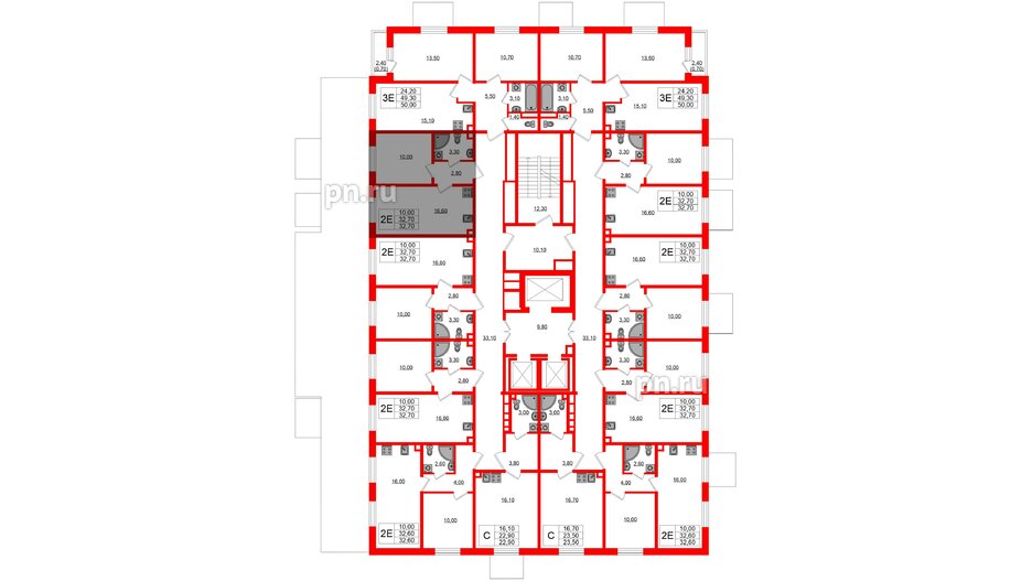 Квартира в ЖК Ржевский парк, 1 комнатная, 32.7 м², 2 этаж