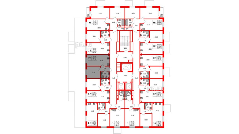 Квартира в ЖК Ржевский парк, 1 комнатная, 32.7 м², 2 этаж