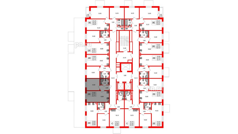 Квартира в ЖК Ржевский парк, 1 комнатная, 32.7 м², 2 этаж