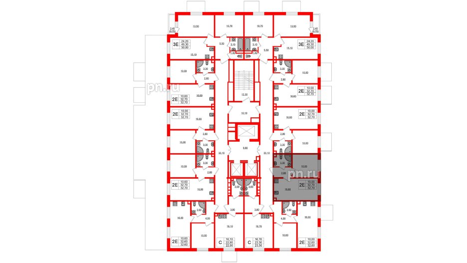 Квартира в ЖК Ржевский парк, 1 комнатная, 32.7 м², 2 этаж