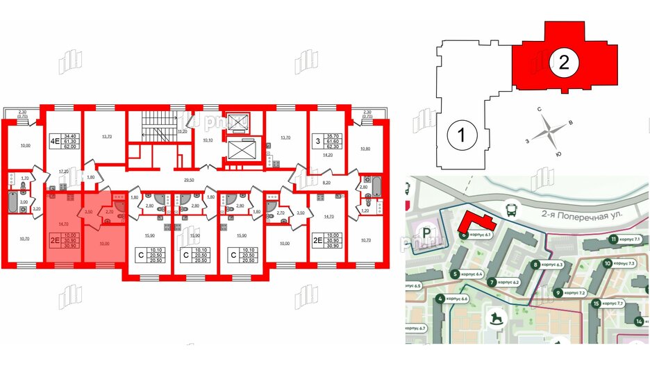 Квартира в ЖК Ржевский парк, 1 комнатная, 30.9 м², 3 этаж