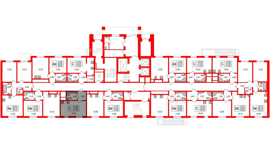 Квартира в ЖК Ржевский парк, студия, 21.9 м², 1 этаж