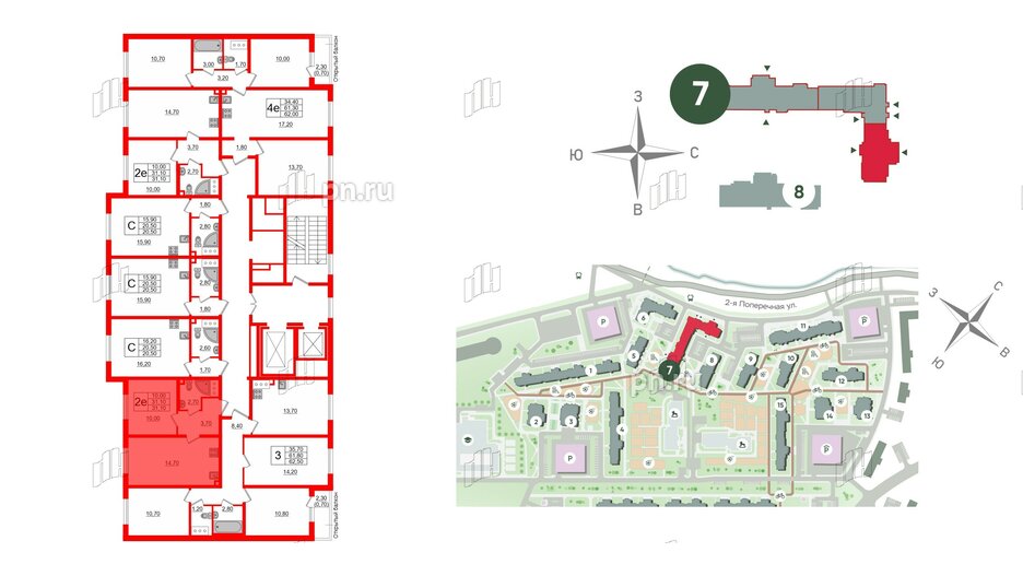 Квартира в ЖК Ржевский парк, 1 комнатная, 31.1 м², 11 этаж