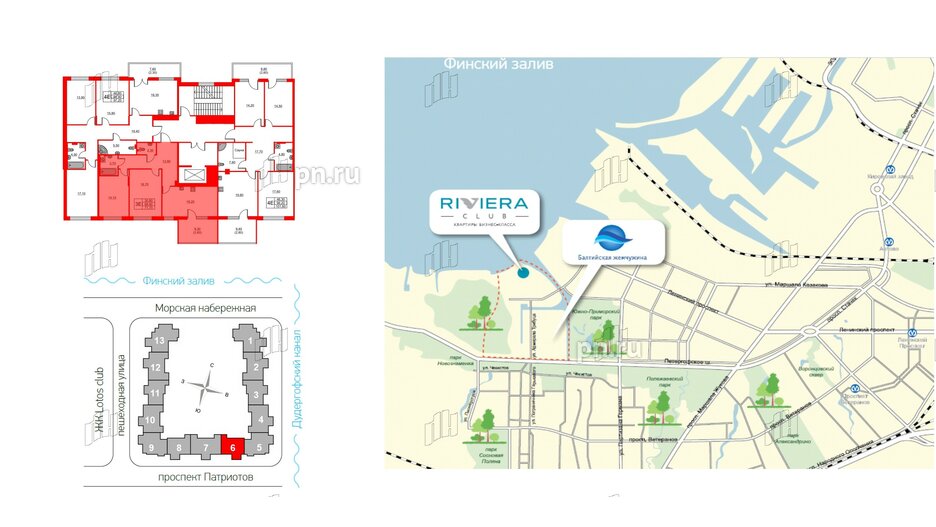 Квартира в ЖК Riviera club, 2 комнатная, 71.7 м², 3 этаж