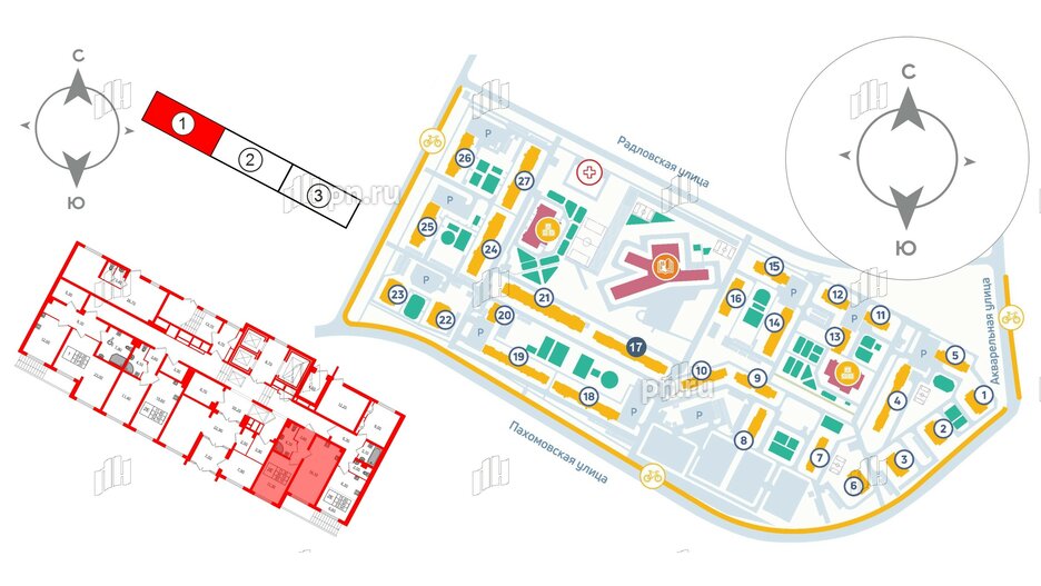 Квартира в ЖК «Ручьи–2», 1 комнатная, 35.1 м², 1 этаж