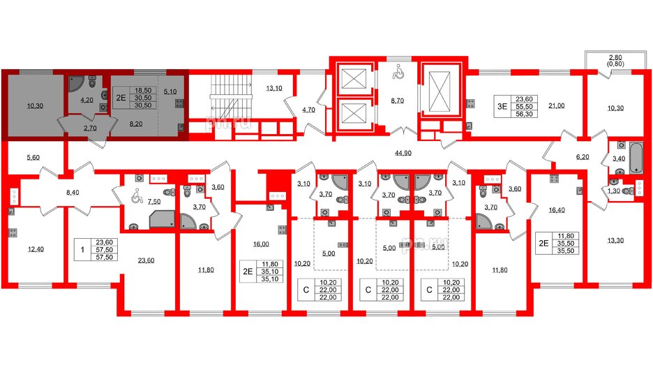 Квартира в ЖК «Ручьи–2», 1 комнатная, 30.5 м², 2 этаж