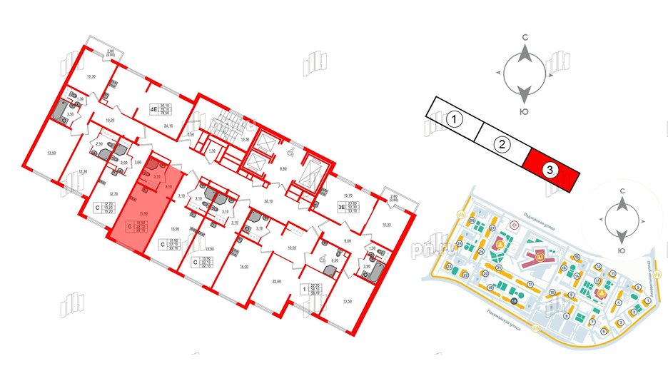 Квартира в ЖК «Ручьи–2», студия, 22.1 м², 3 этаж