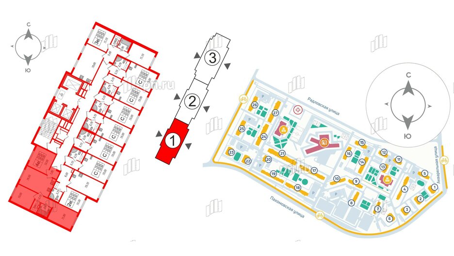 Квартира в ЖК «Ручьи–2», 3 комнатная, 58.88 м², 18 этаж