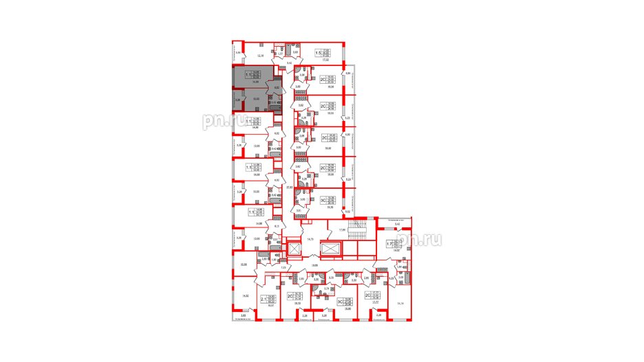 Квартира в ЖК «Сенат в Московском», 1 комнатная, 32.32 м², 12 этаж