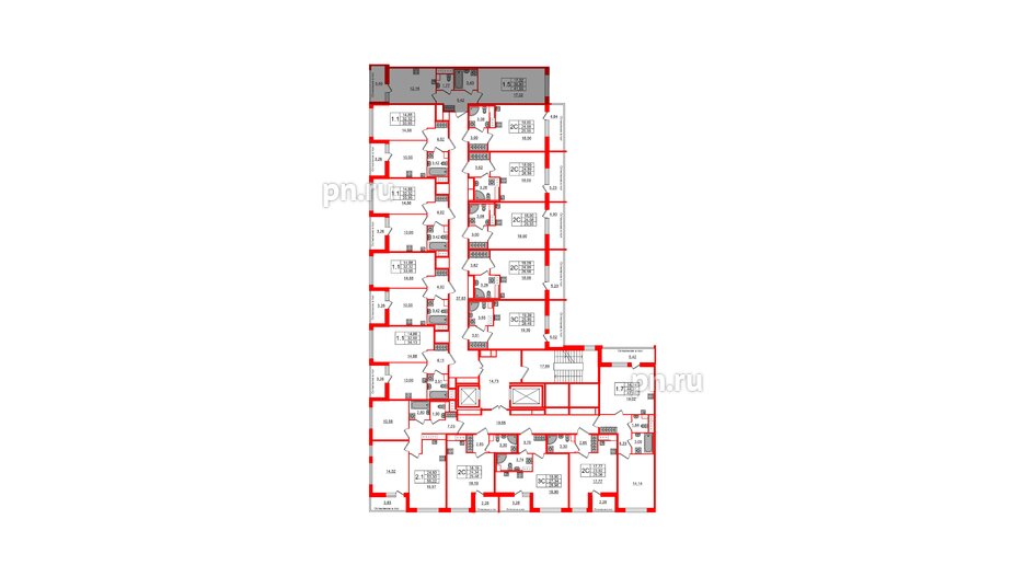 Квартира в ЖК «Сенат в Московском», 1 комнатная, 39.8 м², 10 этаж