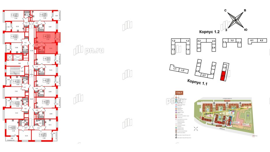 Квартира в ЖК «Сенат в Московском», 1 комнатная, 34.58 м², 4 этаж