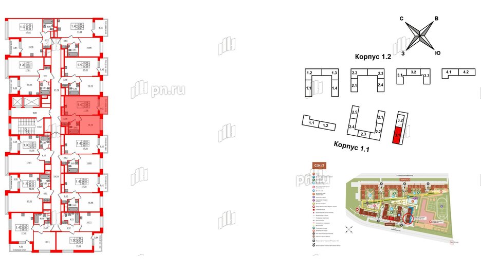 Квартира в ЖК «Сенат в Московском», 1 комнатная, 34.58 м², 4 этаж