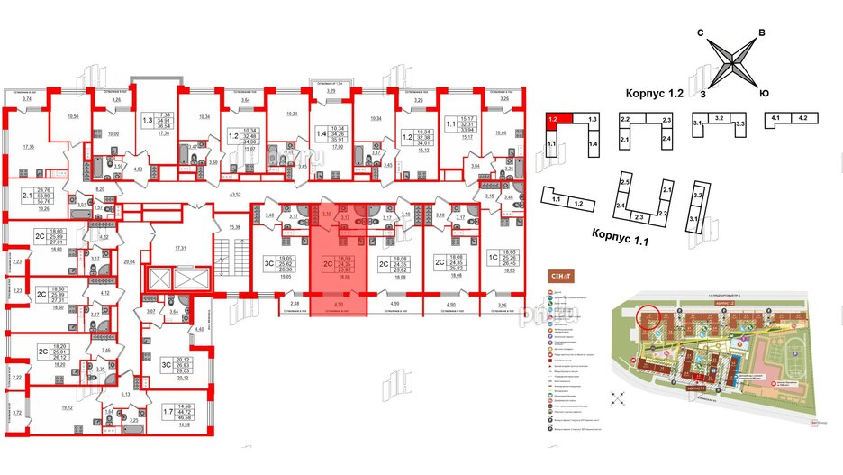 Квартира в ЖК «Сенат в Московском», студия, 24.35 м², 3 этаж