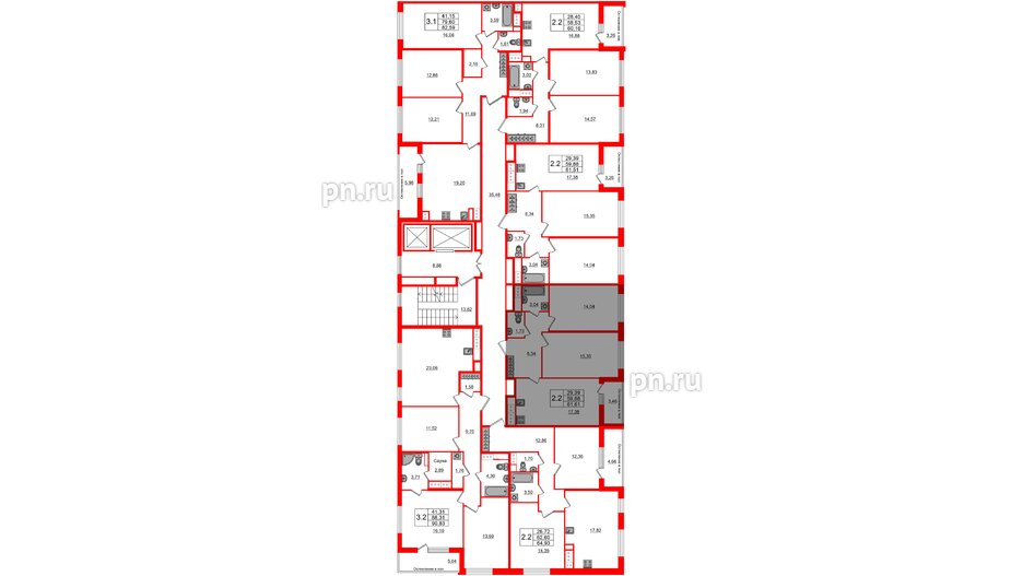 Квартира в ЖК «Сенат в Московском», 2 комнатная, 59.88 м², 10 этаж