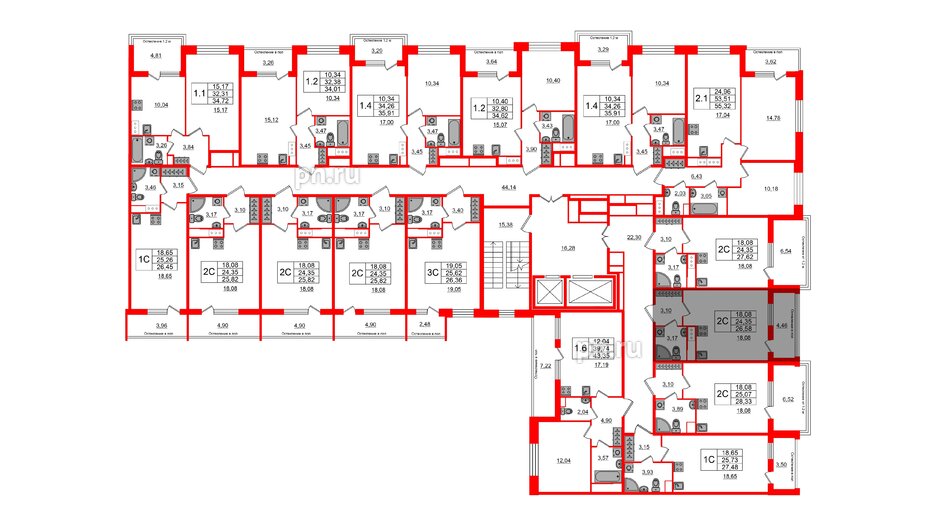 Квартира в ЖК «Сенат в Московском», студия, 24.35 м², 2 этаж