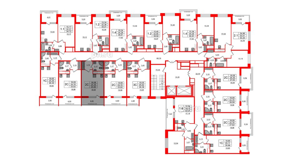 Квартира в ЖК «Сенат в Московском», студия, 24.35 м², 3 этаж