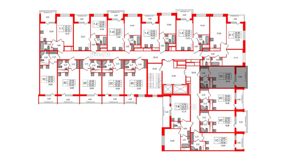 Квартира в ЖК «Сенат в Московском», студия, 24.35 м², 3 этаж