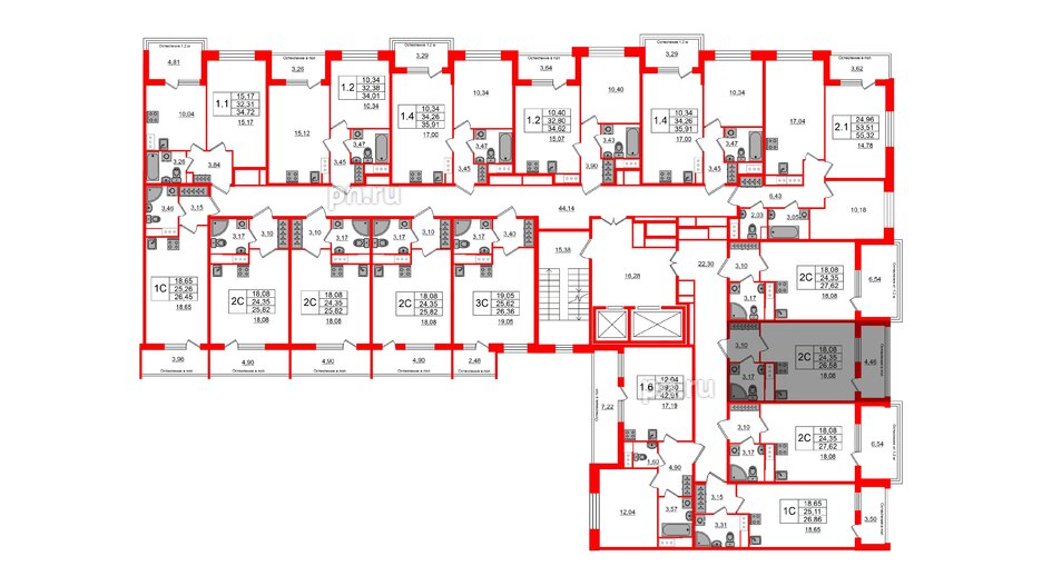 Квартира в ЖК «Сенат в Московском», студия, 24.35 м², 3 этаж