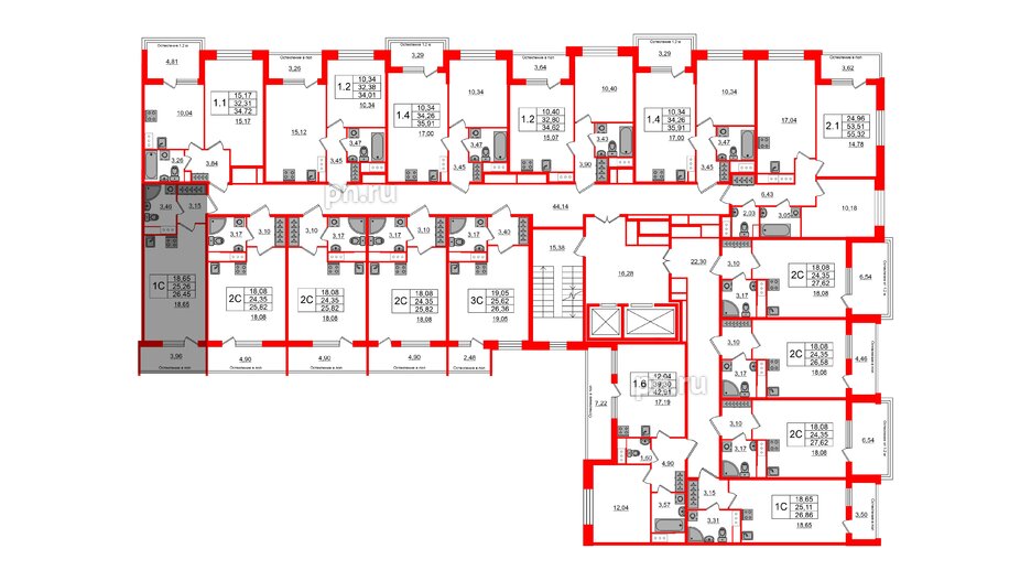 Квартира в ЖК «Сенат в Московском», студия, 25.26 м², 4 этаж