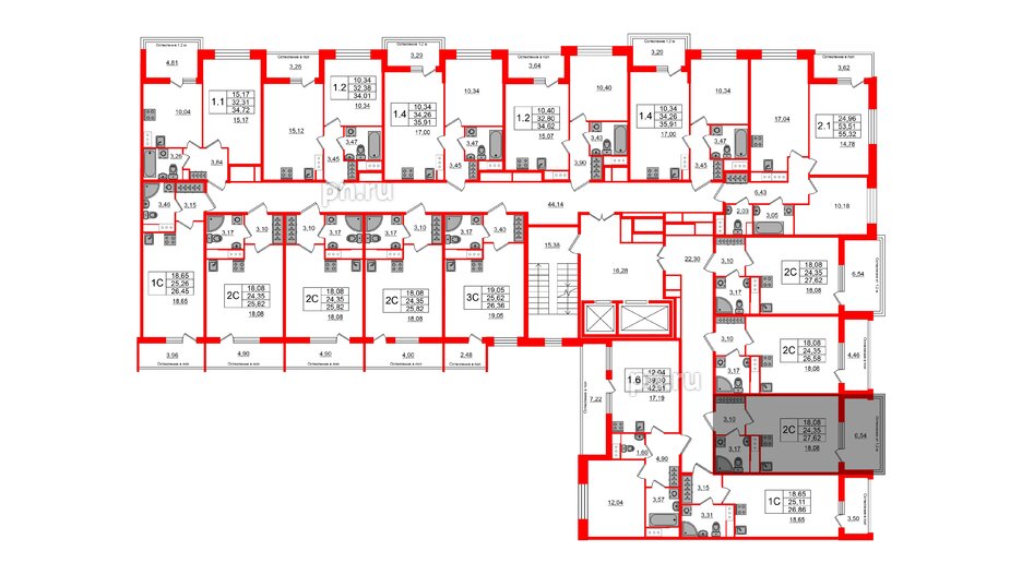 Квартира в ЖК «Сенат в Московском», студия, 24.35 м², 6 этаж