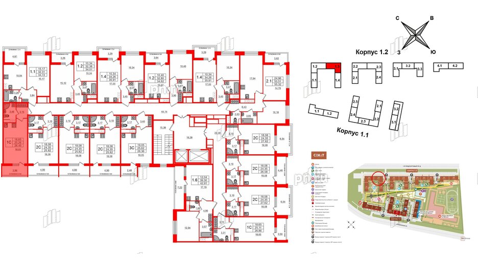 Квартира в ЖК «Сенат в Московском», студия, 25.26 м², 7 этаж