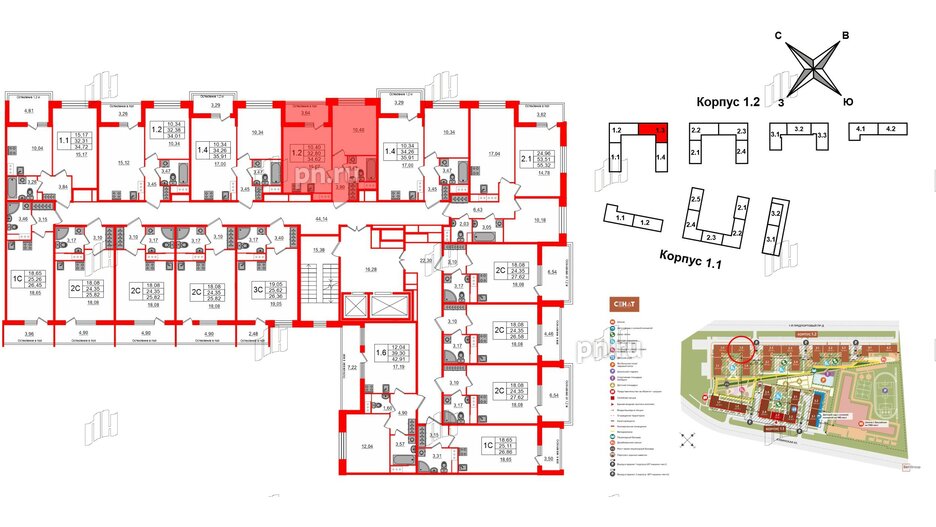 Квартира в ЖК «Сенат в Московском», 1 комнатная, 32.8 м², 8 этаж