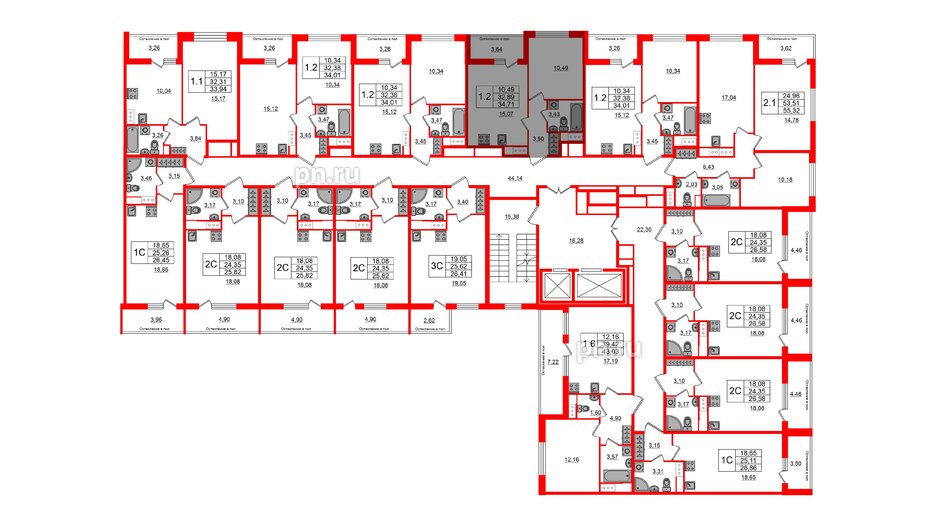 Квартира в ЖК «Сенат в Московском», 1 комнатная, 32.89 м², 10 этаж