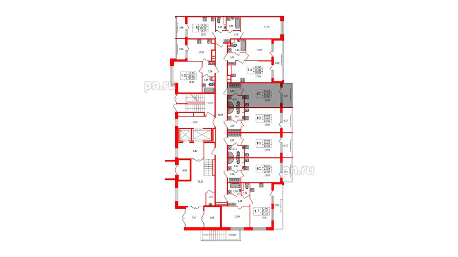 Квартира в ЖК «Сенат в Московском», студия, 24.61 м², 1 этаж