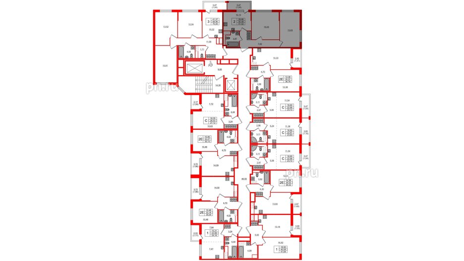 Квартира в ЖК Сандэй, 2 комнатная, 51.52 м², 2 этаж