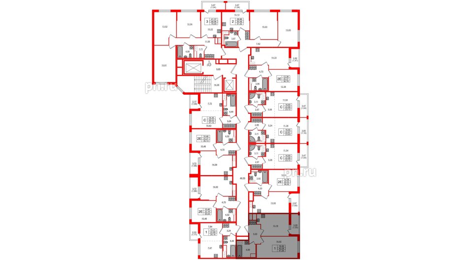 Квартира в ЖК Сандэй, 1 комнатная, 41.64 м², 2 этаж