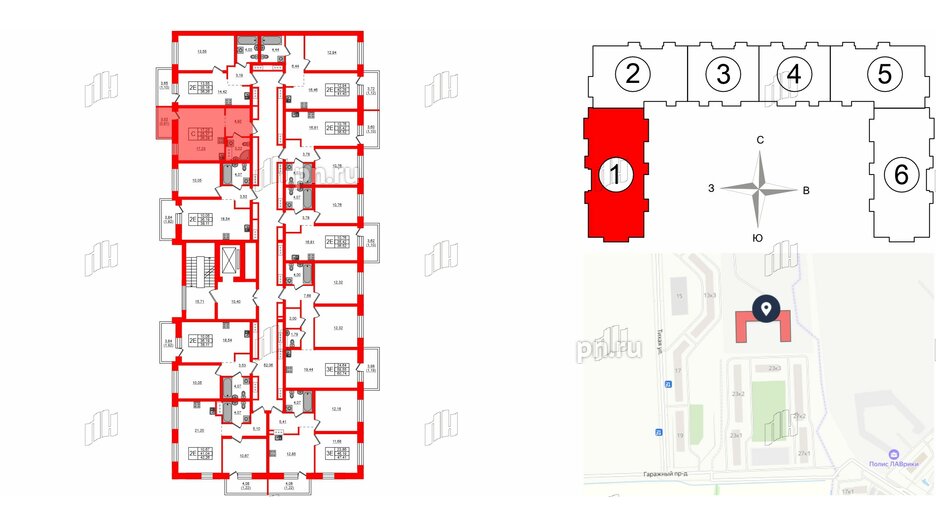 Квартира в ЖК Северный Меридиан, студия, 26.28 м², 6 этаж