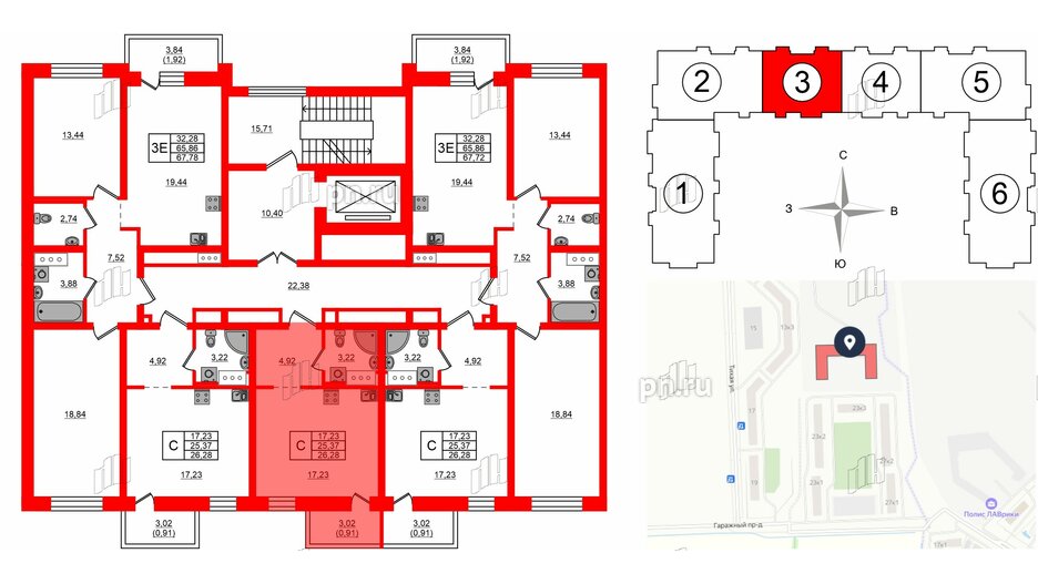 Квартира в ЖК Северный Меридиан, студия, 26.28 м², 2 этаж