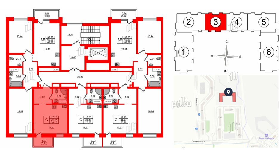 Квартира в ЖК Северный Меридиан, студия, 26.28 м², 4 этаж