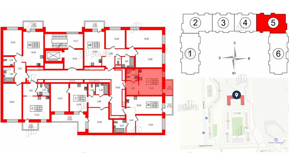 Квартира в ЖК Северный Меридиан, студия, 26.28 м², 2 этаж