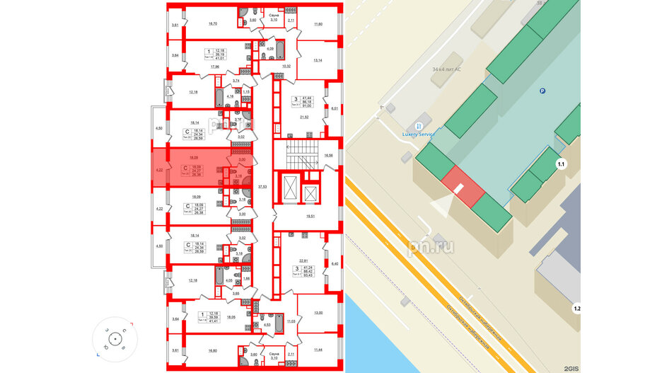 Квартира в ЖК «Сэтл Ривьера», студия, 24.27 м², 10 этаж