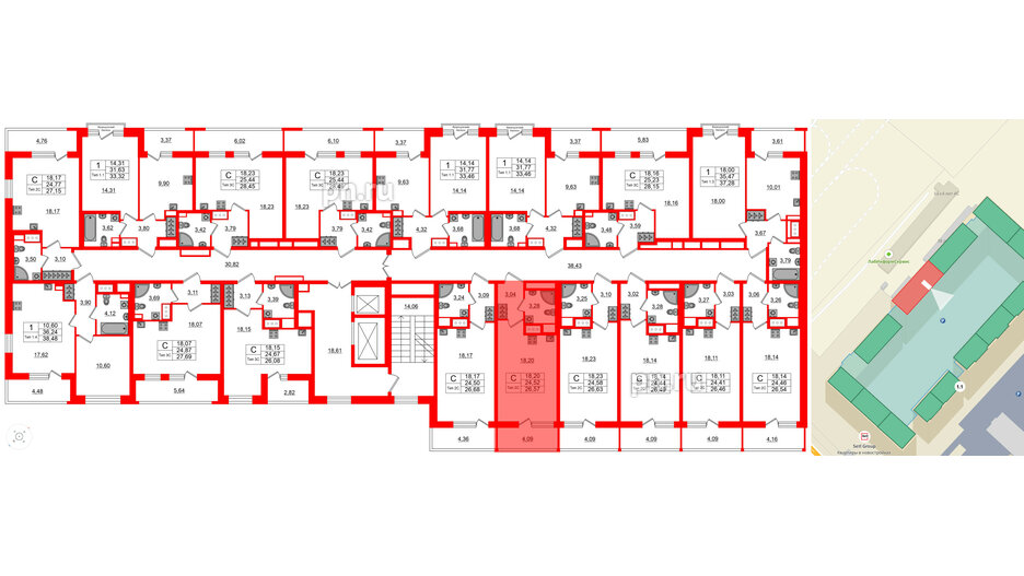 Квартира в ЖК Setl Ривьера, студия, 24.52 м², 12 этаж