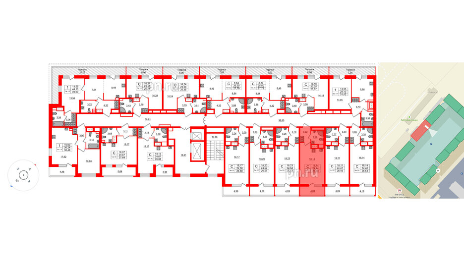 Квартира в ЖК «Сэтл Ривьера», студия, 24.44 м², 17 этаж