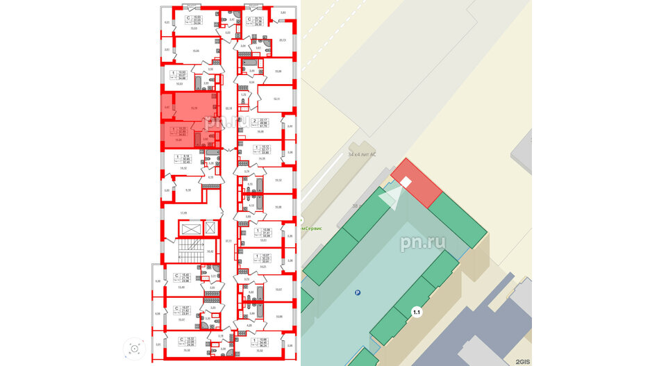 Квартира в ЖК Setl Ривьера, 1 комнатная, 32.89 м², 15 этаж