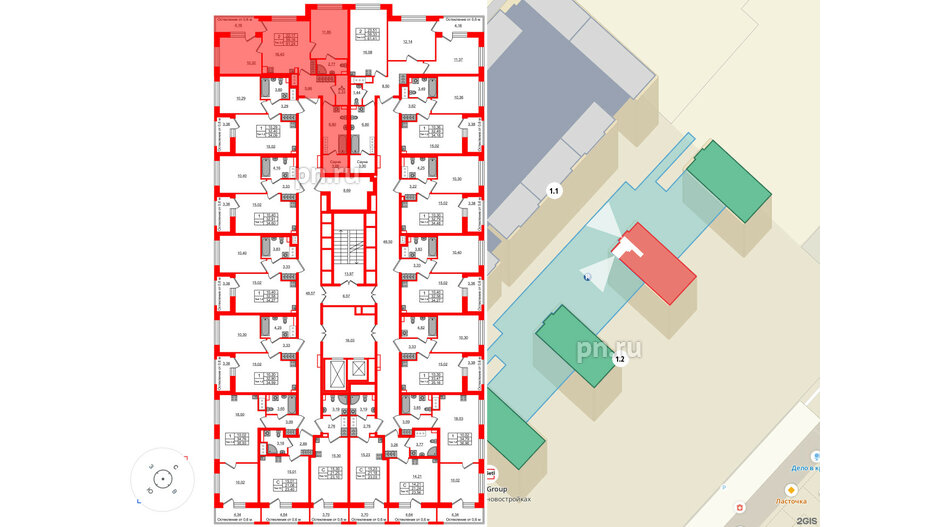 Квартира в ЖК Сэтл Ривьера, 2 комнатная, 59.16 м², 2 этаж