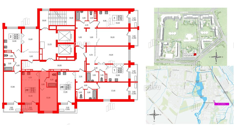 Квартира в ЖК Сибирь, 1 комнатная, 41.7 м², 16 этаж