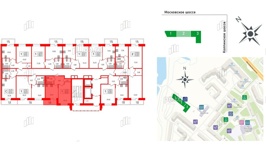 Квартира в ЖК Смарт, 1 комнатная, 36.65 м², 9 этаж