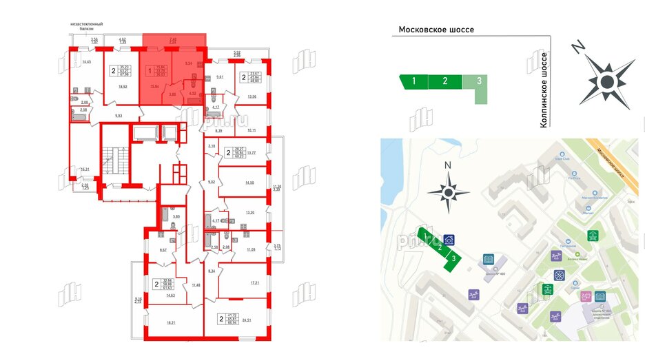 Квартира в ЖК Смарт, 1 комнатная, 35.65 м², 2 этаж