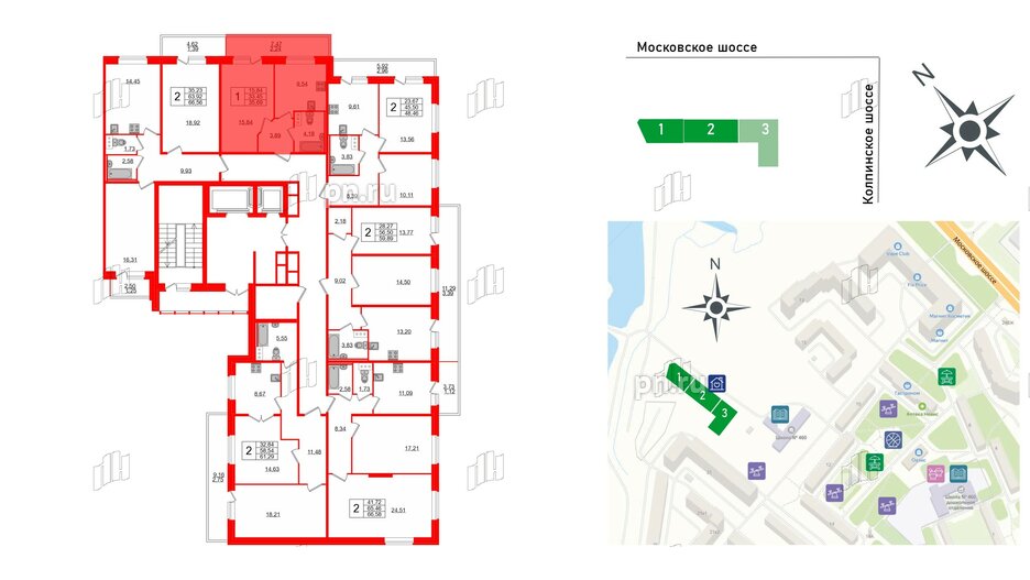 Квартира в ЖК Смарт, 1 комнатная, 35.69 м², 6 этаж