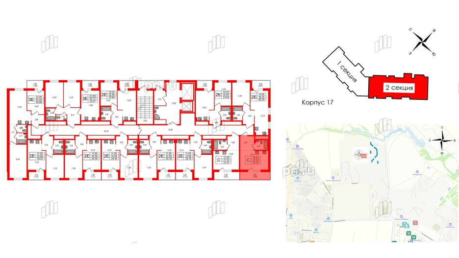 Квартира в ЖК Стороны Света 2, студия, 25.22 м², 12 этаж