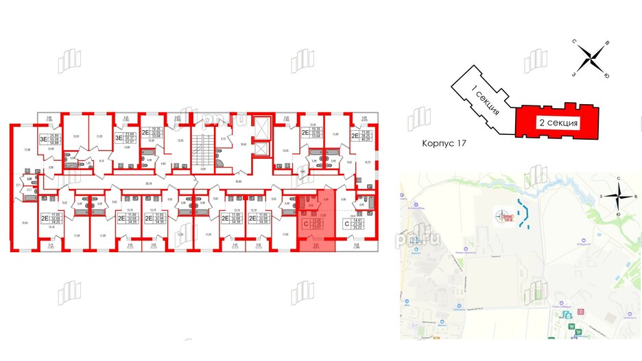 Квартира в ЖК Стороны Света 2, студия, 23.91 м², 15 этаж