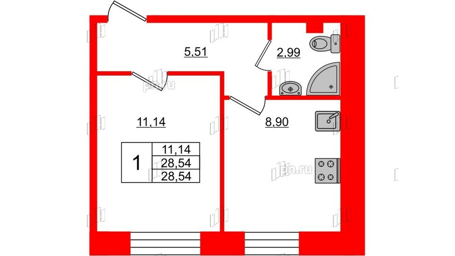 Квартира в ЖК Стороны Света, 3 комнатная, 71.8 м², 1 этаж