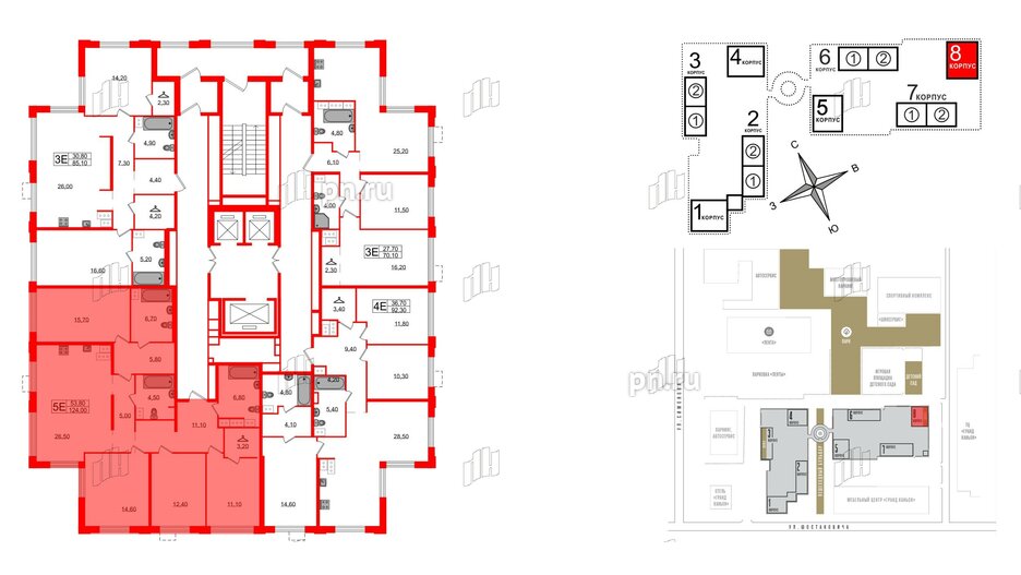 Квартира в ЖК Струны, 4 комнатная, 124 м², 23 этаж