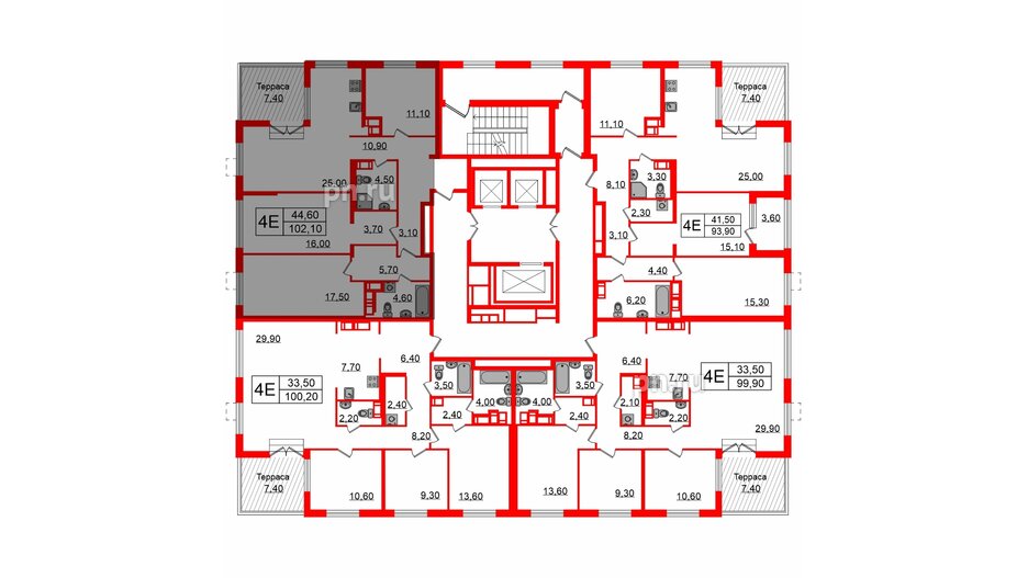 Квартира в ЖК Струны, 3 комнатная, 102.1 м², 22 этаж